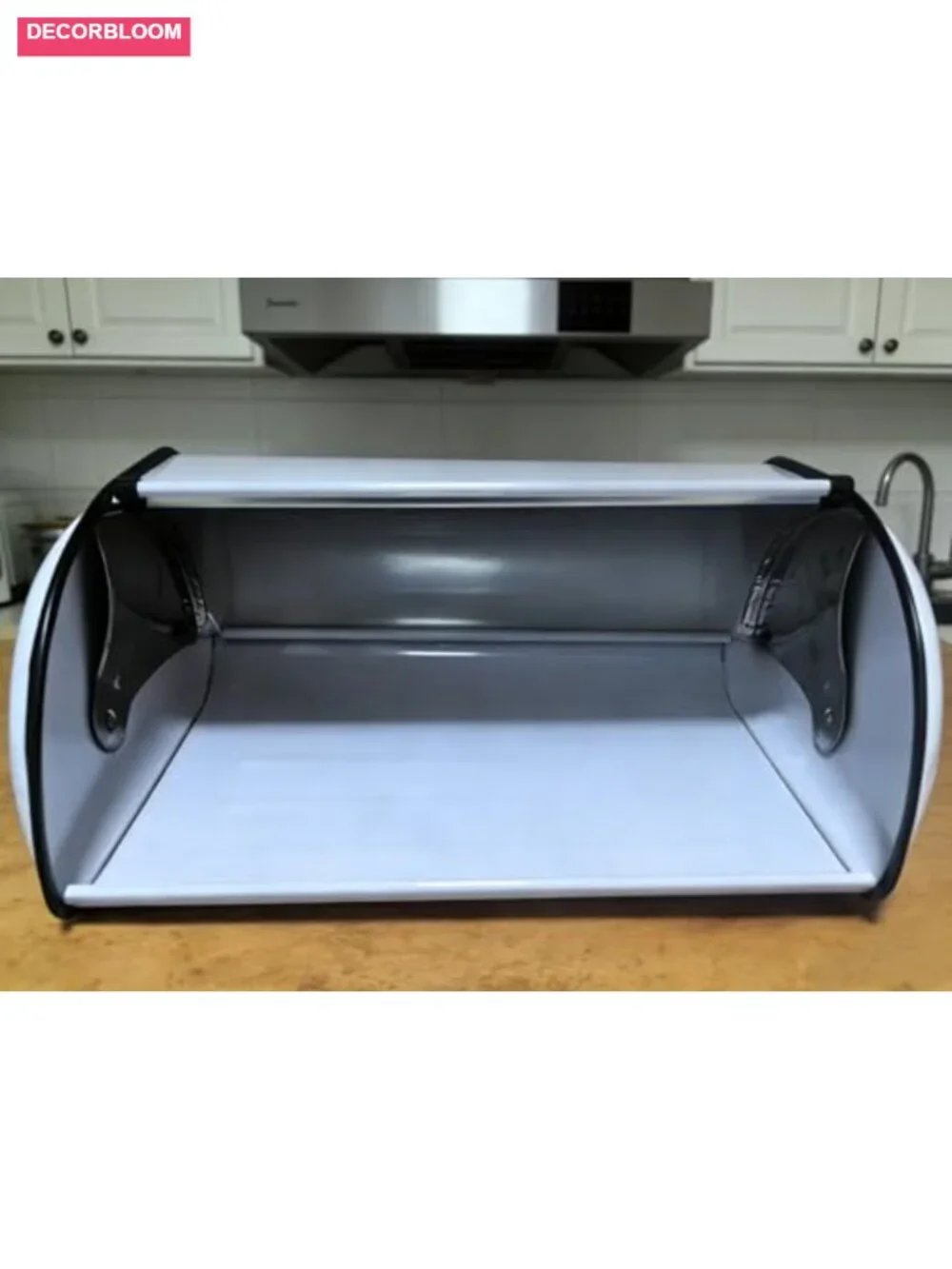 Metal Bread Box Roll Top Farmhouse Kitchen Storage Container
